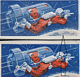 СССР, 1965, №3176-77, Беляев и Леонов - в космосе, без зубцов Толстый и тонкий шрифт.-миниатюра